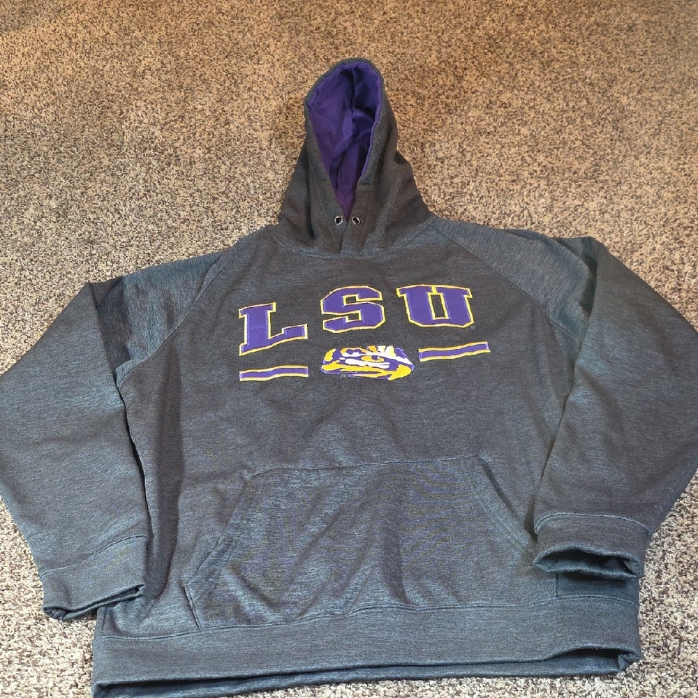 Colosseum LSU Charcoal and Purple Men's Hoodie